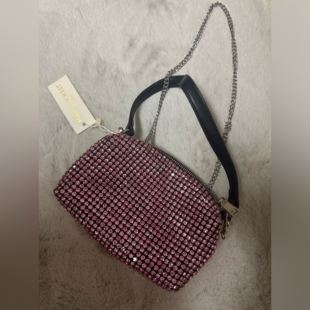 madison west pink crystal bag